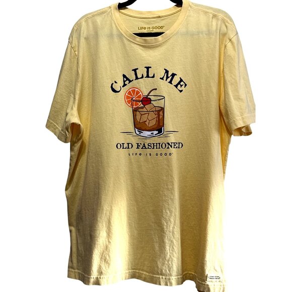 Life Is Good Other - Life Is Good Mens XL Tee Yellow "Call Me Old Fashioned" Short Sleeve Cotton